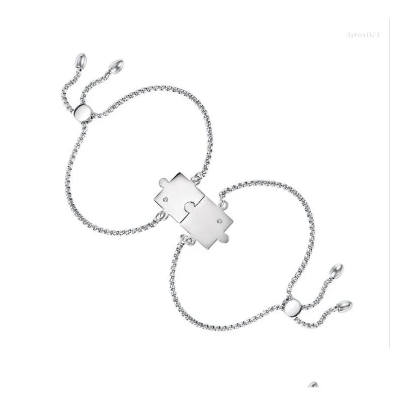 charm bracelets 2022 arrival adjustable puzzle shape bracelet 2pcs couple for men and women bangle jewelry lover gift wholesale