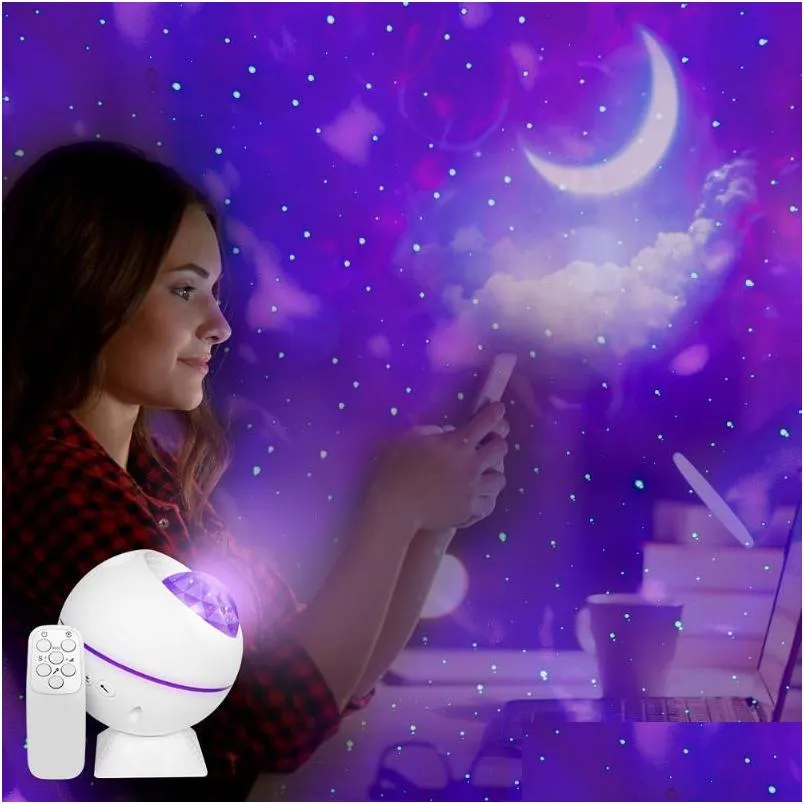 party decoration star projector light sky moon lights galaxy ocean projection lamp bedroom night with remote control for kids baby