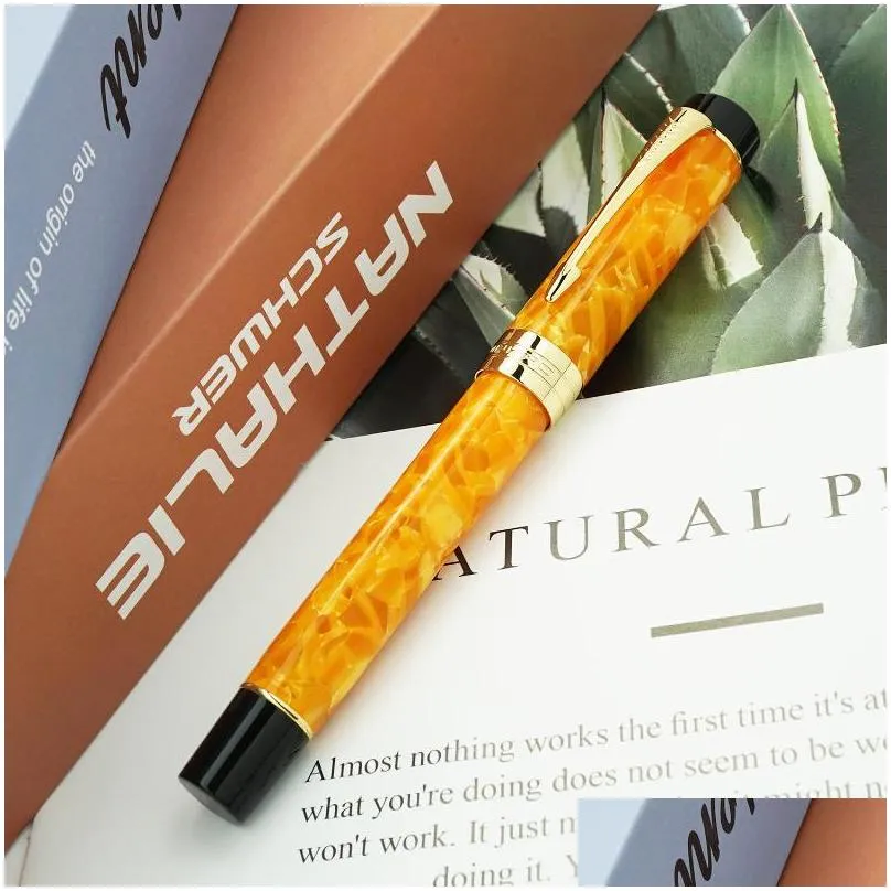 jinhao 100 centennial orange resin fountain pen arrow clip ef/f/m/bent nib with converter writing business office gift ink pens