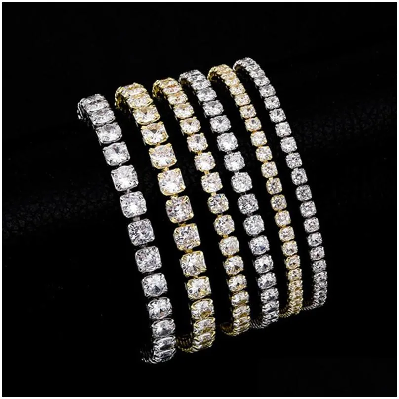 trendsetter hip hop iced out tennis chain aaa cubic zirconia men bracelet copper diamond designer jewelry women party 14k gold silver luxury love bracelets