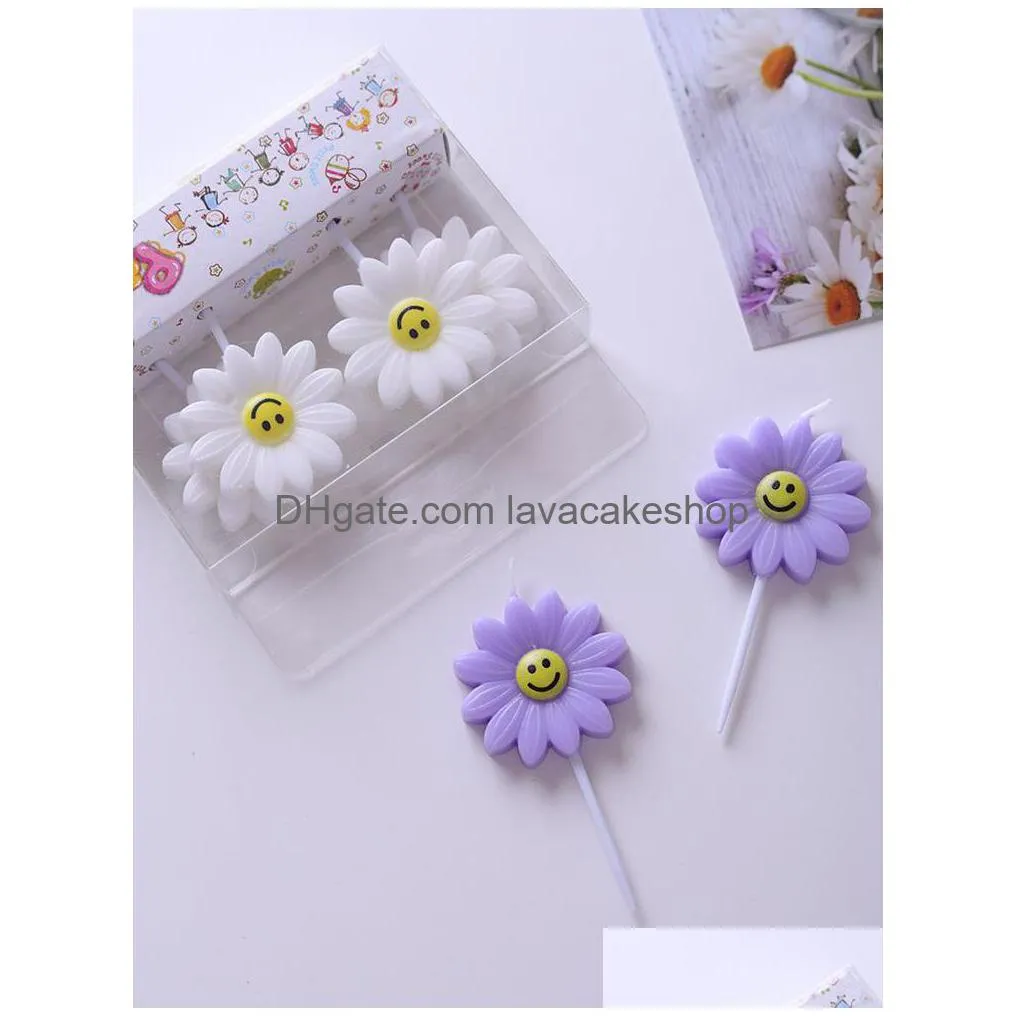 candles cartoon flower smiling face birthday candle box suit baking decoration baby shower cake topper wedding childrens party supplies