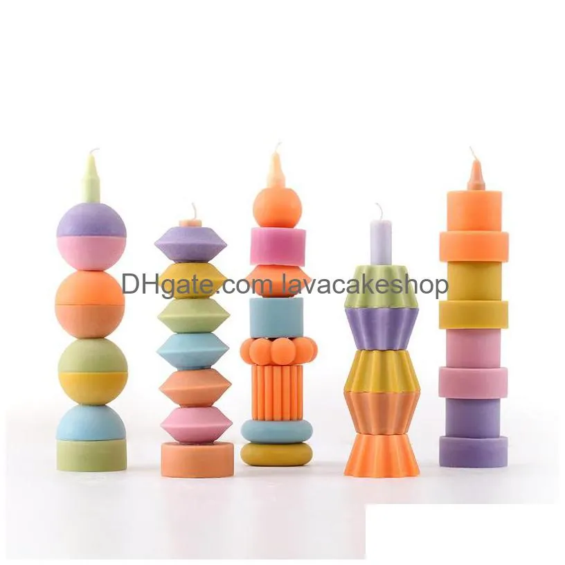 diy candle mold silicone building block mould handmade christmas aromatherapy decoration tools 220531