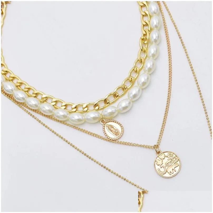 necklaces bracelet designer jewelry multilayered geometric alloy necklace creative exaggeration simple cross chain moon 2