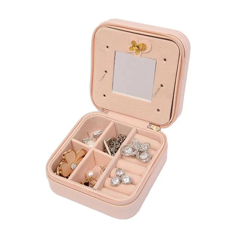 travel jewelry packaging box casket cosmetics organizer rings earring case necklace nail polish beauty container accessories