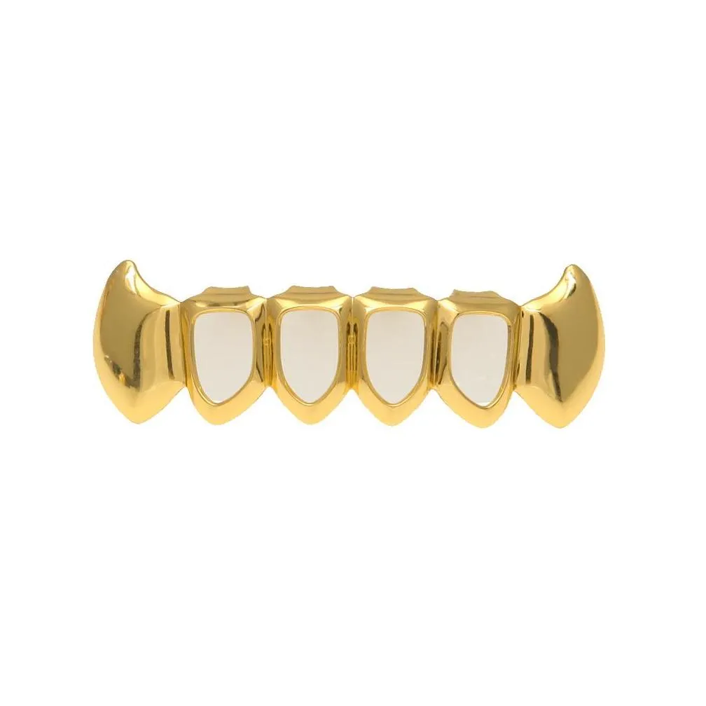 hip hop hollow teeth grillz set for mens top bottom faux dental tooth grills women hiphop rapper body jewelry gift