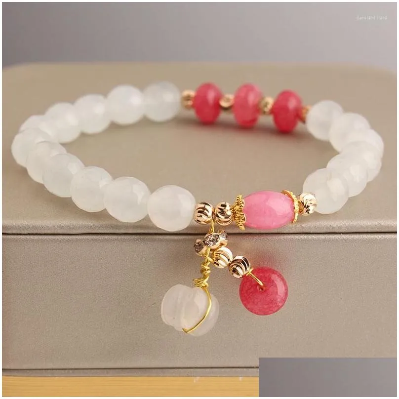 charm bracelets rose sisi chinese style bracelet heartshaped agate for women elastic beads friendship jewelry gift