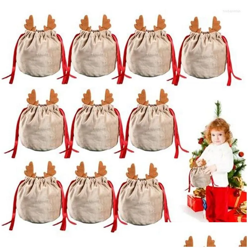 gift wrap 1set antlers bags velvet draw string packing navidad a