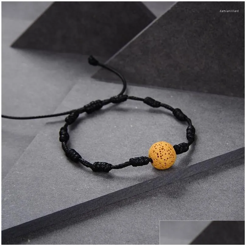 charm bracelets wholesale 2pcs/set matte lava stone natural bead bracelet string braiding couple for men women wish jewelry b441