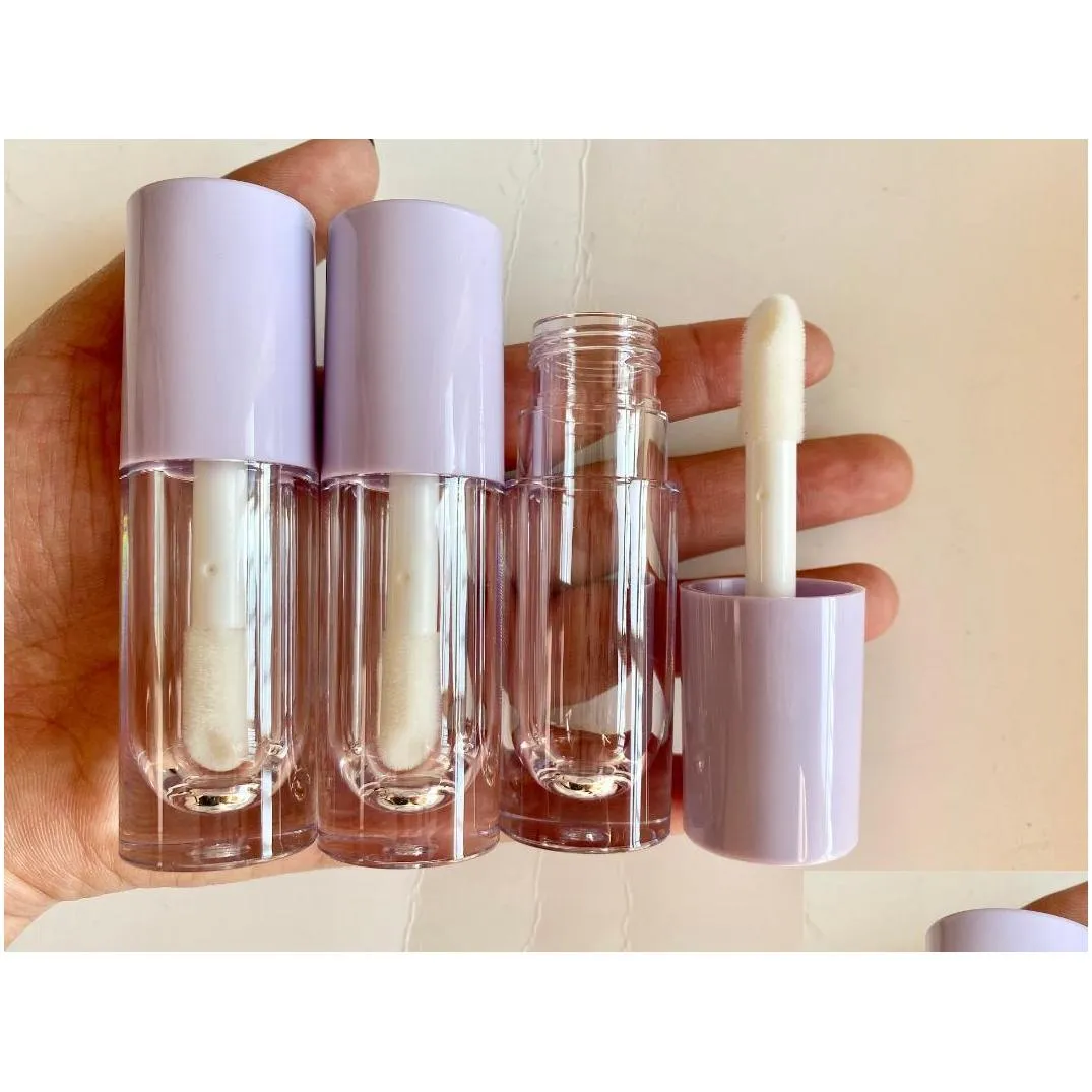 storage bottles jars 50/100pcs 6.5ml purple pink yellow beige whit lids clear lip gloss tubes transparent glaze wand cosmetic lipgloss