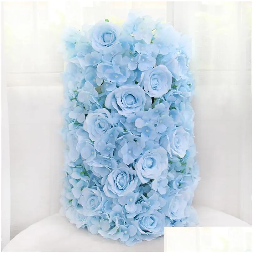 decorative flowers wreaths 60/55cm white artificial flower row with plastic green mesh base wedding props decoration window event party