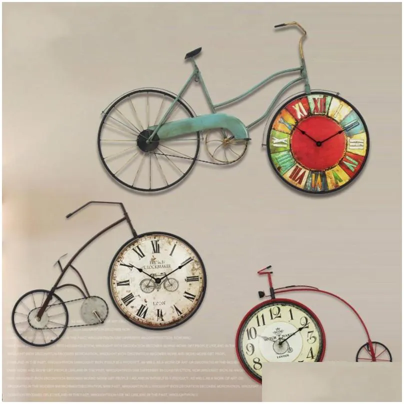 wall clocks american retro bicycle nostalgic coffee shop creative home decoration clock bar shabby chic modern design 3dbg22