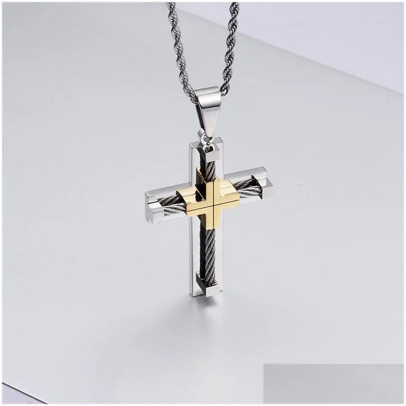 pendant necklaces titanium steel ornaments cross stainless men s factory direct four colors