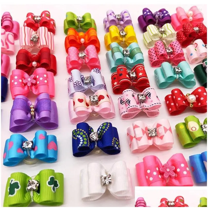dog apparel pet cat hair bows lovely color mixing rubber band puppy kitten fashion pets headwear accessories 2022