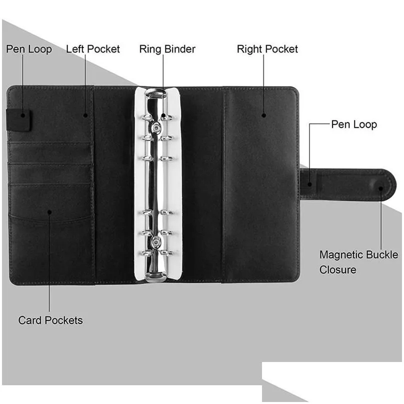 gift wrap a6 binder pu leather notebook budget envelope with cash money clip closure magnetic buckle