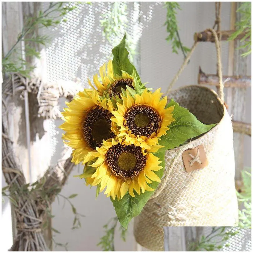 7pcs/lot artificial flowers sunflower daisy flores plants home wedding decoration fake bouquet decor decorative wreaths