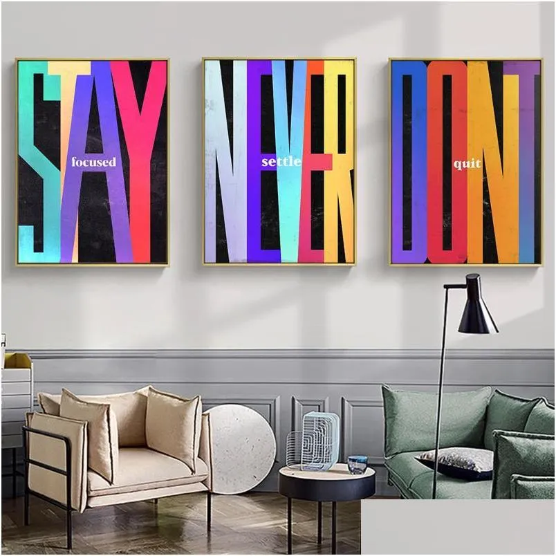 paintings stay focused dont quit never settle canvas painting artwork modern street art motivational wall for home decor