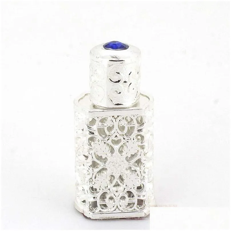 vintage hollow carved essential oil perfume empty bottle container artificial multicolor stone refillable storage bottles jar jars