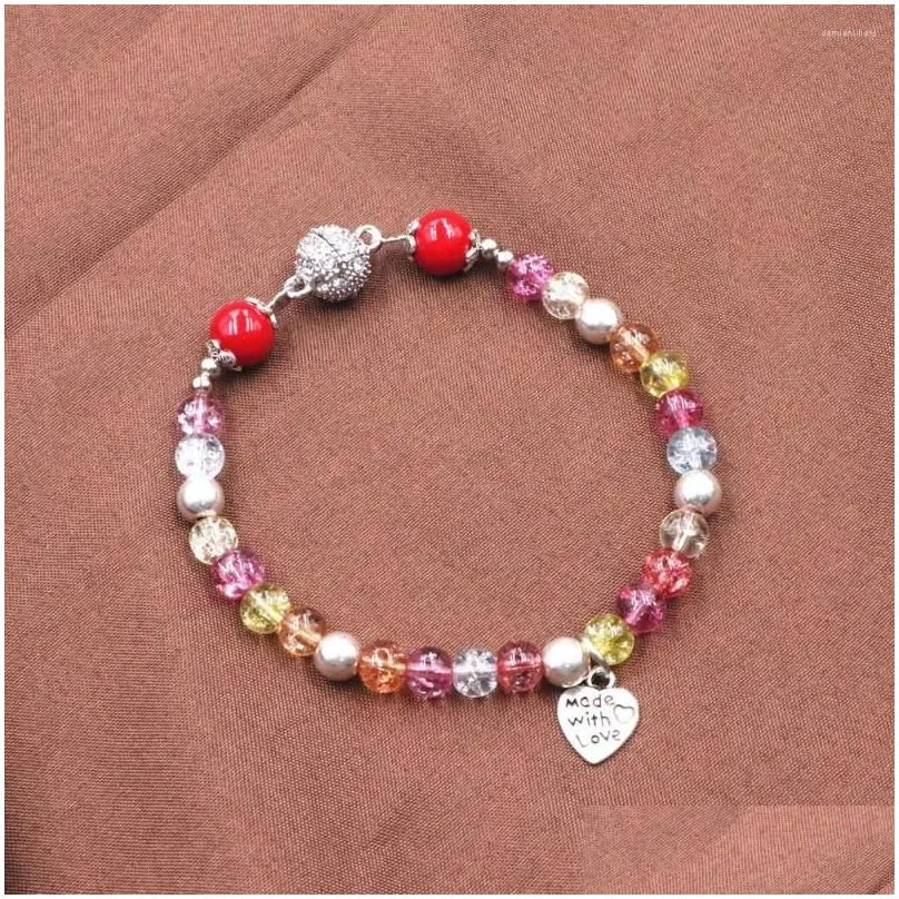 charm bracelets fashion charms women bracelet wristband 6mm glass crystal gifts jewelry accessories handmade wristlet trinket b371