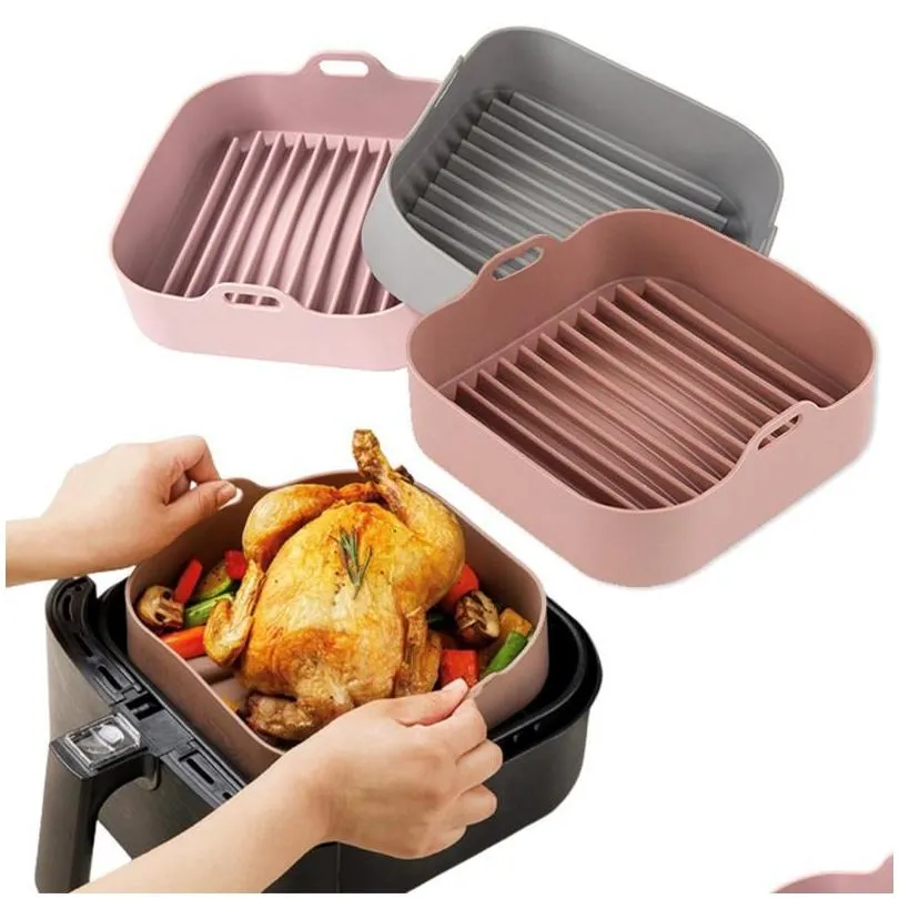 mats pads multifunctional airfryer silicone pot air fryers oven accessories bread fried chicken pizza basket baking tray fda dishes
