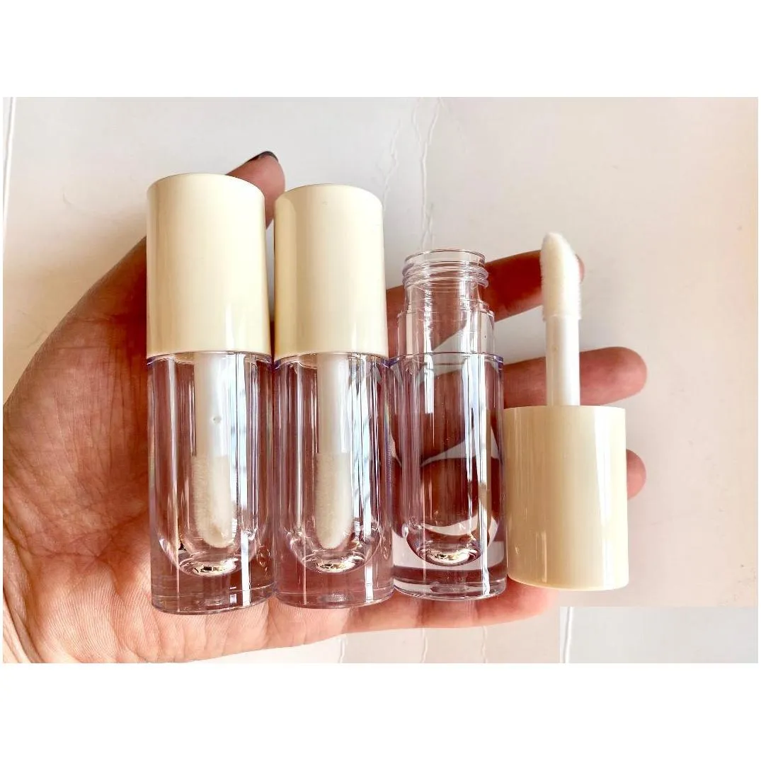 storage bottles jars 50/100pcs 6.5ml purple pink yellow beige whit lids clear lip gloss tubes transparent glaze wand cosmetic lipgloss