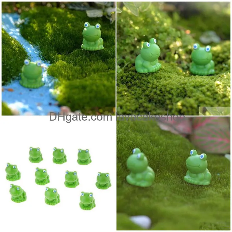 10pcs miniature bonsai diy resin crafts terrarium figurine fairy garden dollhouse blue eye frog animals statue figures decor y0914