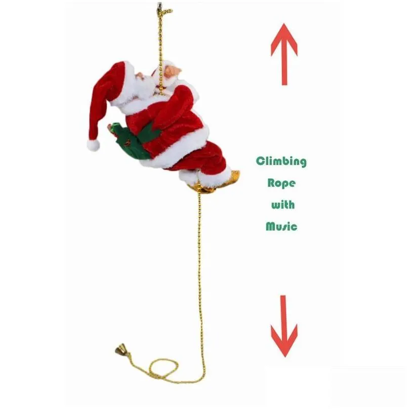 christmas electric santa claus climbing ladder doll music creative xmas decor kid toy year gift xmas tree hanging ornament