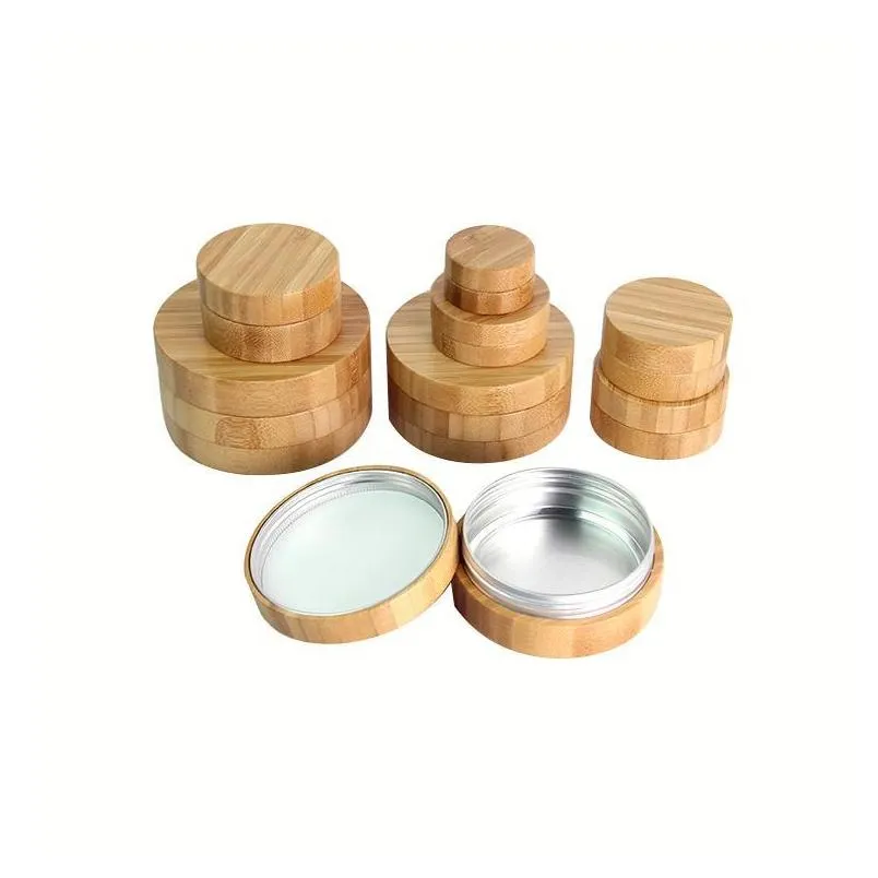recycled eco skin care biodegradable bamboo cosmetic jar aluminum lid bamboo cream jar bamboo aluminium inner 10g storage bottles 