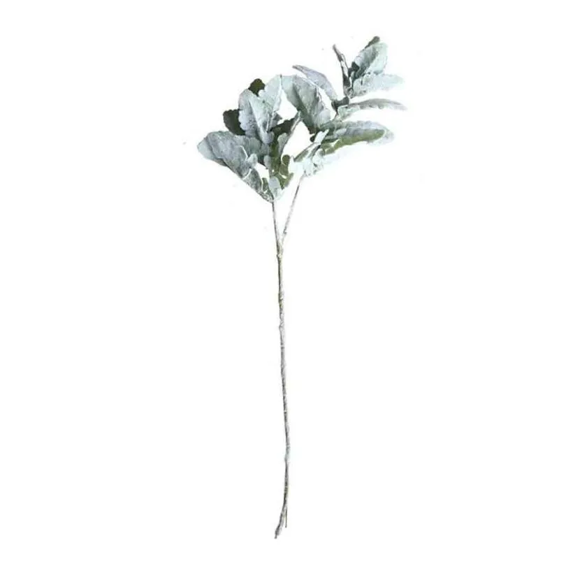 artificial flowers high quality flocked silver leaf chrysanthemum silk lambs ear leaf spray greenery for home decor wedding