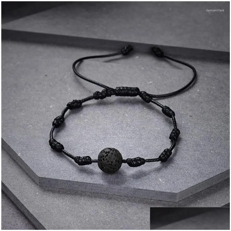 charm bracelets wholesale 2pcs/set matte lava stone natural bead bracelet string braiding couple for men women wish jewelry b441