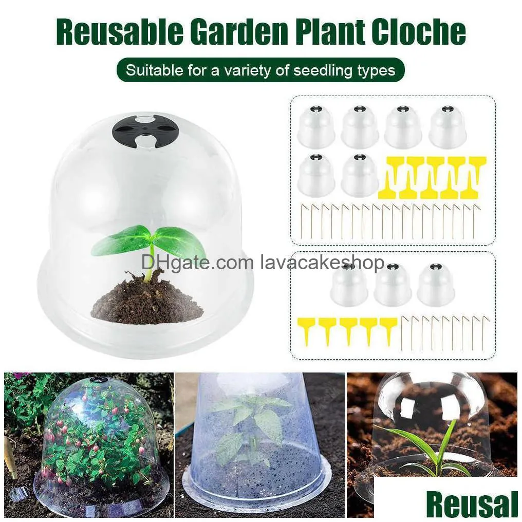 reusable plastic nursery insulation cover frost plant protective case mini greenhouse outdoor garden cloche dome seedling covers y0910