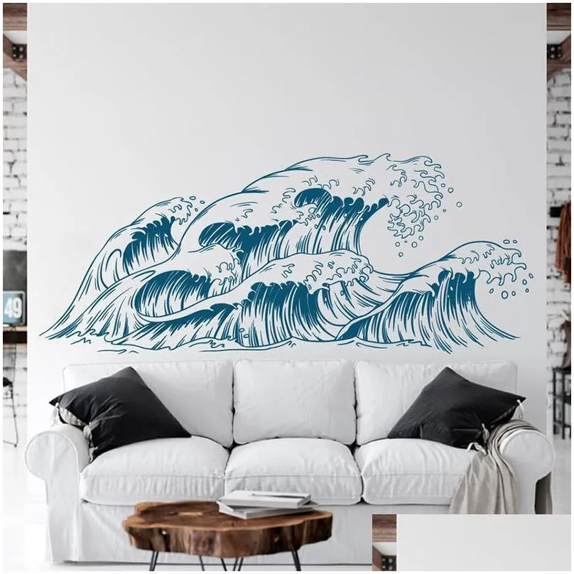 wall stickers large ocean waves sea decal office playroom tropical beach summer explore adventure sticker bedroom home decor