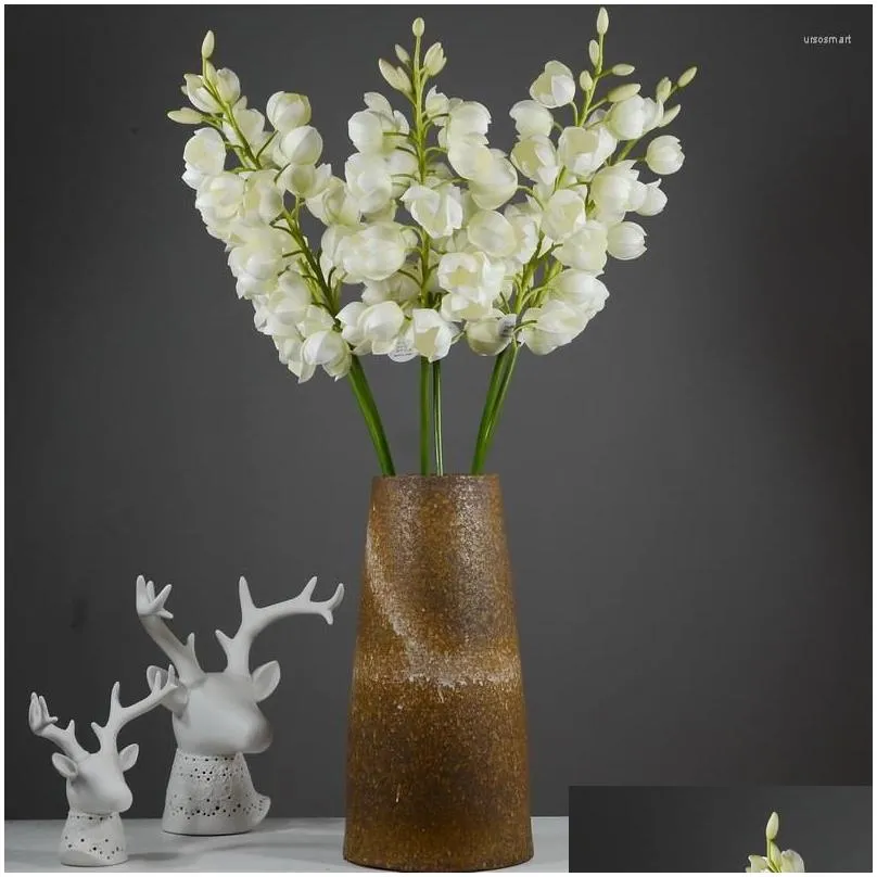 decorative flowers mbf eva white artificial orchid yucca gloriosa home party wedding fake simulation big lily of the valley