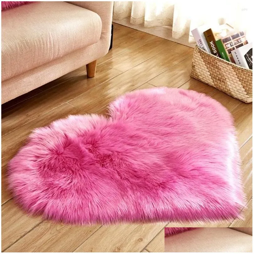 carpets long hairy rug green white pink shaggy carpet love heart shape fur rugs artificial wool baby room bedroom soft area mat