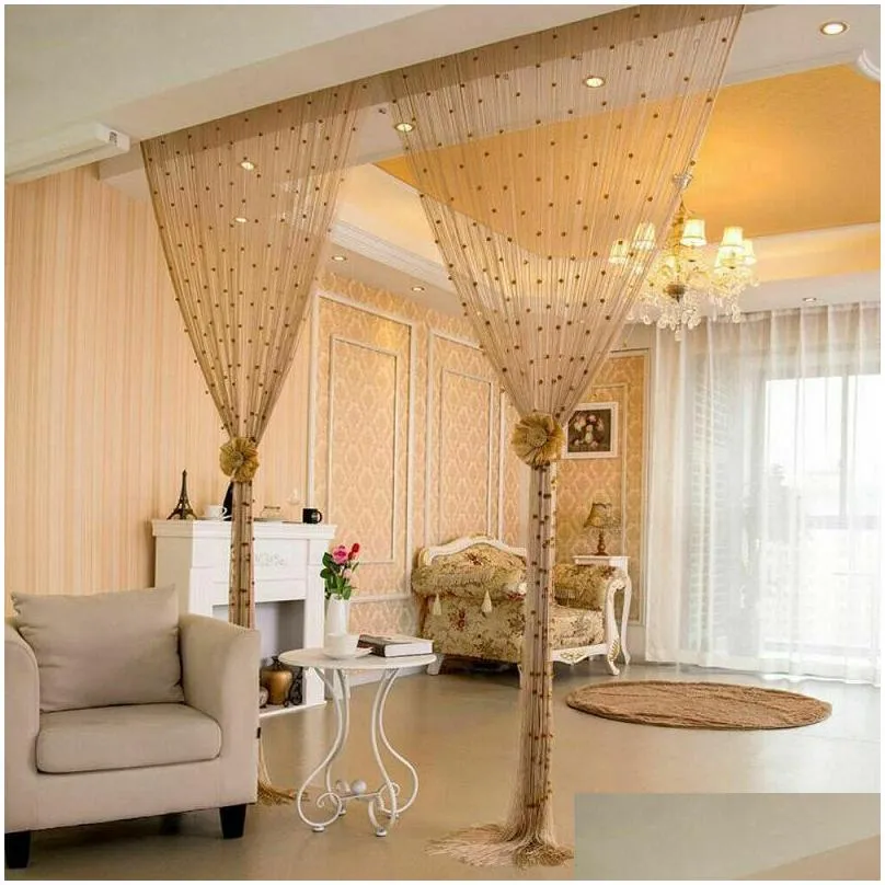 100x200cm window curtain crystal acrylic beaded string partition door curtain beads room divider fringe window panel drapes 2021