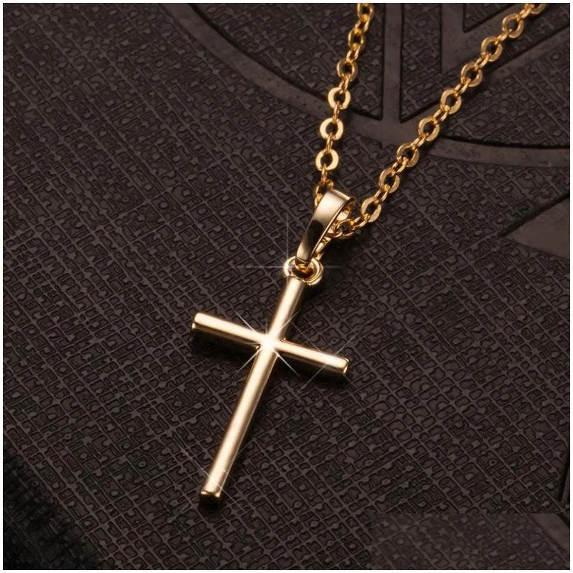 fashion cross pendants drop gold black color crystal jesus cross pendant necklace jewelry for men/women wholesale