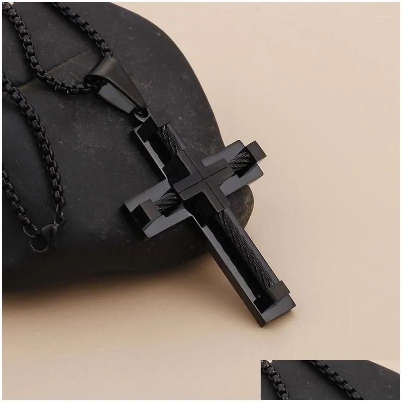 pendant necklaces titanium steel ornaments cross stainless men s factory direct four colors