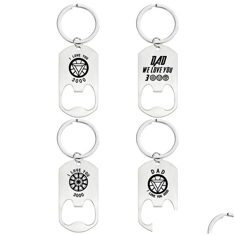 stainless steel letters bottle opener keychains for lover i love you women men silver car keychain key rings daddy papa grandpa jewelry fathers day good friend