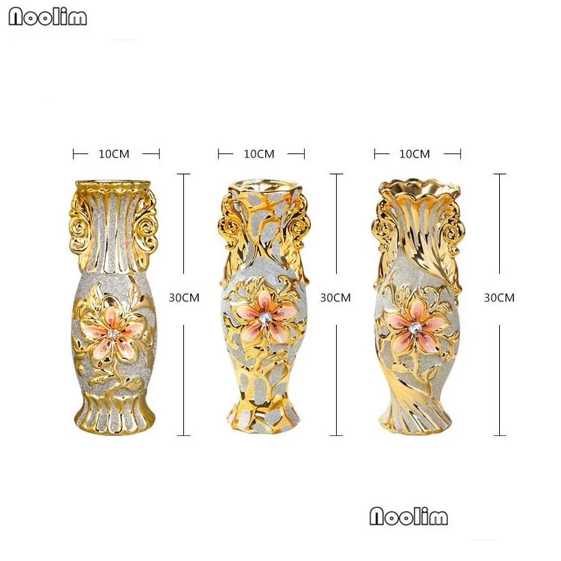european gold plated frost porcelain vase vintage advanced ceramic flower vase living room ornaments home wedding decor gift