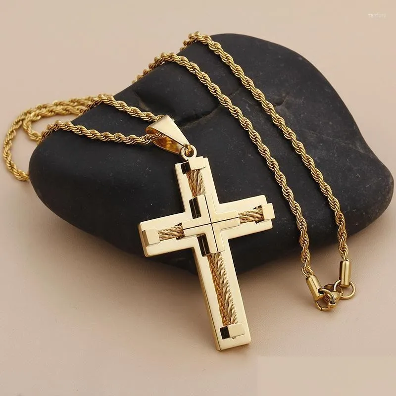 pendant necklaces titanium steel ornaments cross stainless men s factory direct four colors