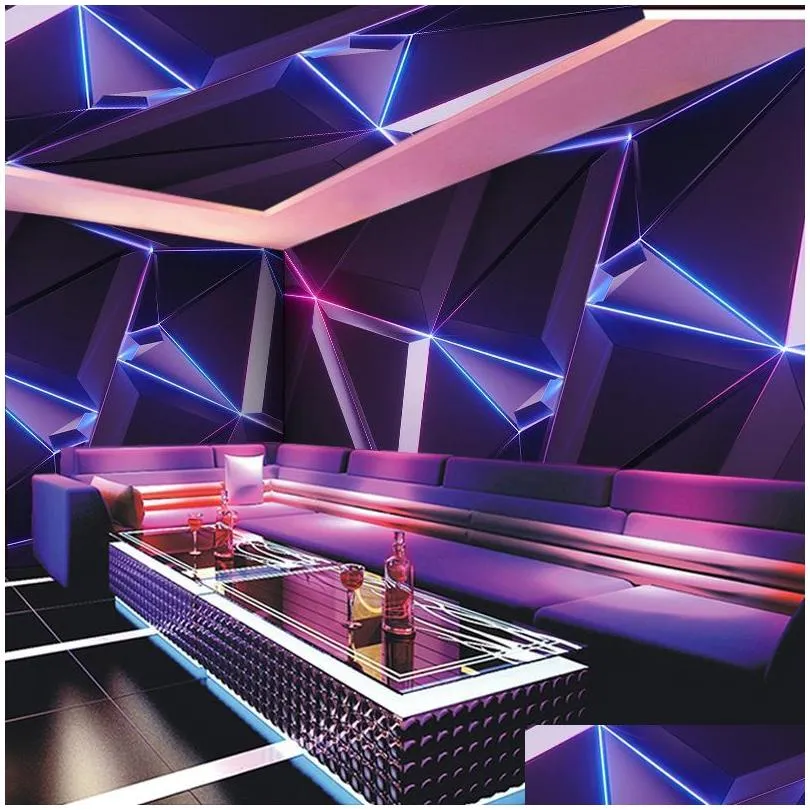 wallpapers 3d lighting technology ktv esports el internet bar decoration wall mural private cinema cool geometric wallpaper