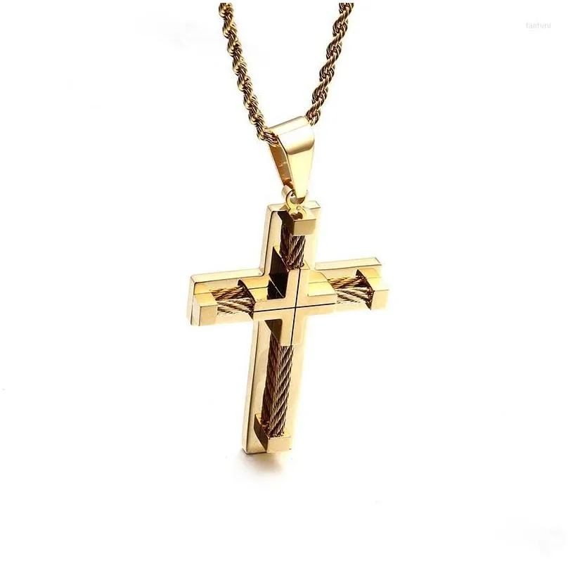 pendant necklaces titanium steel ornaments cross stainless men s factory direct four colors