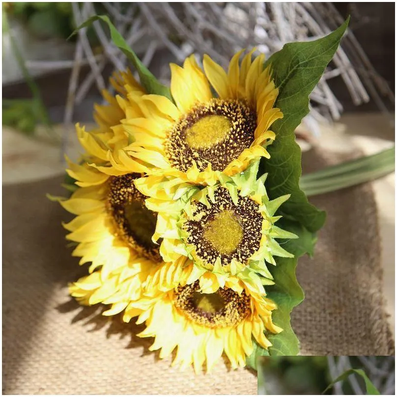 7pcs/lot artificial flowers sunflower daisy flores plants home wedding decoration fake bouquet decor decorative wreaths