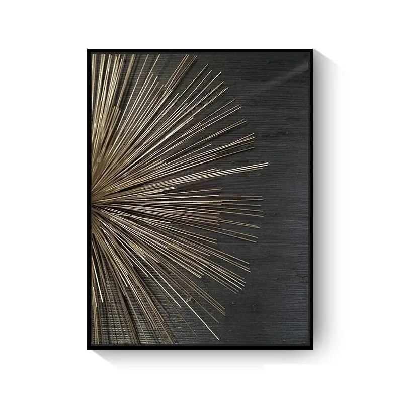 wall prints abstract retro black gold wood art posters tree ring radial lines nordic canvas picture home decor paintings