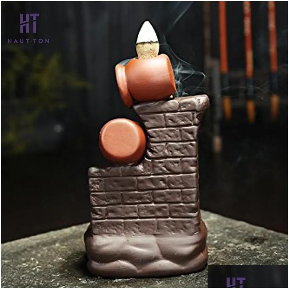 purple sand smoke backflow incense burner pot by pot wall censer stick incense holder creative home decoration g