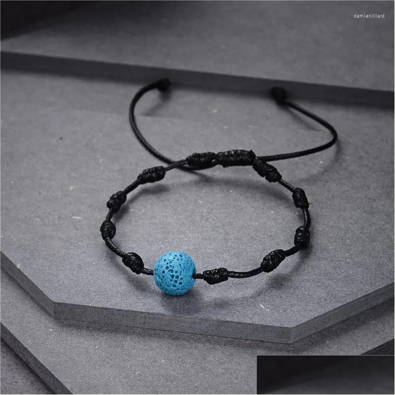 charm bracelets wholesale 2pcs/set matte lava stone natural bead bracelet string braiding couple for men women wish jewelry b441