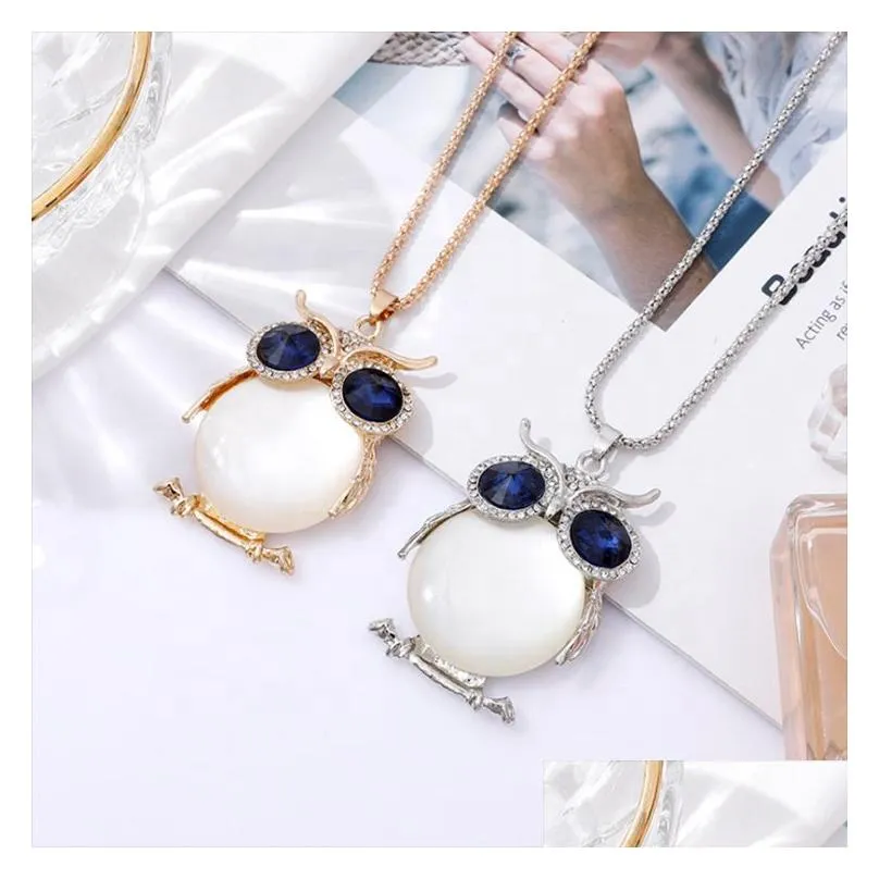 fashion women choker accessories multiple stone color crystal rhinestone jewelry owl pendant necklace