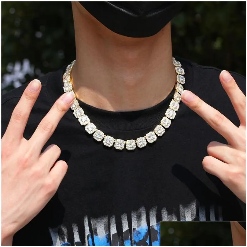 hip hop jewelry 12.5mm tennis necklace designer copper mens gold necklace bracelet white zirconia ice out chain for man diamond silver necklaces woman choker