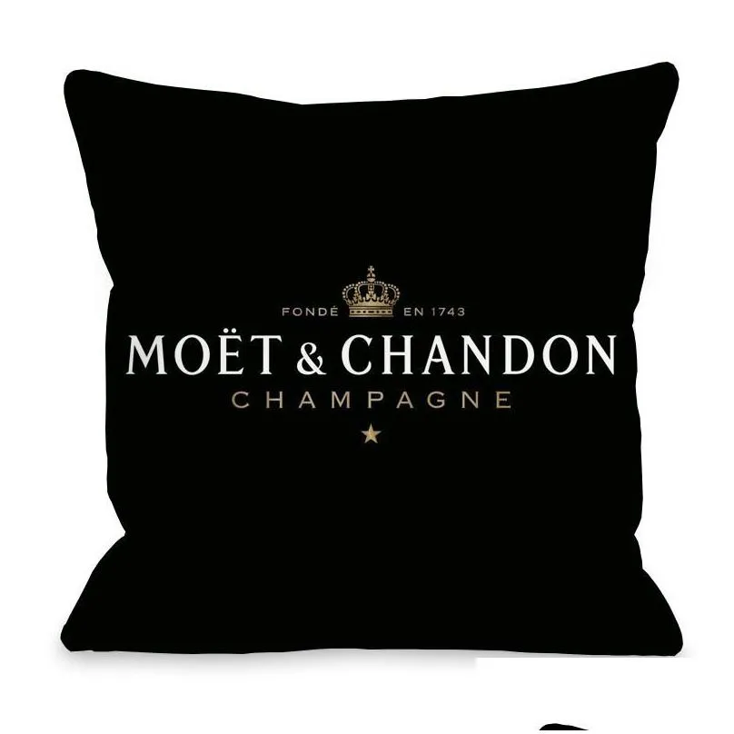 cushion/decorative pillow black velvet print moet cushion cover cotton made pillowcase soft case high quality printing