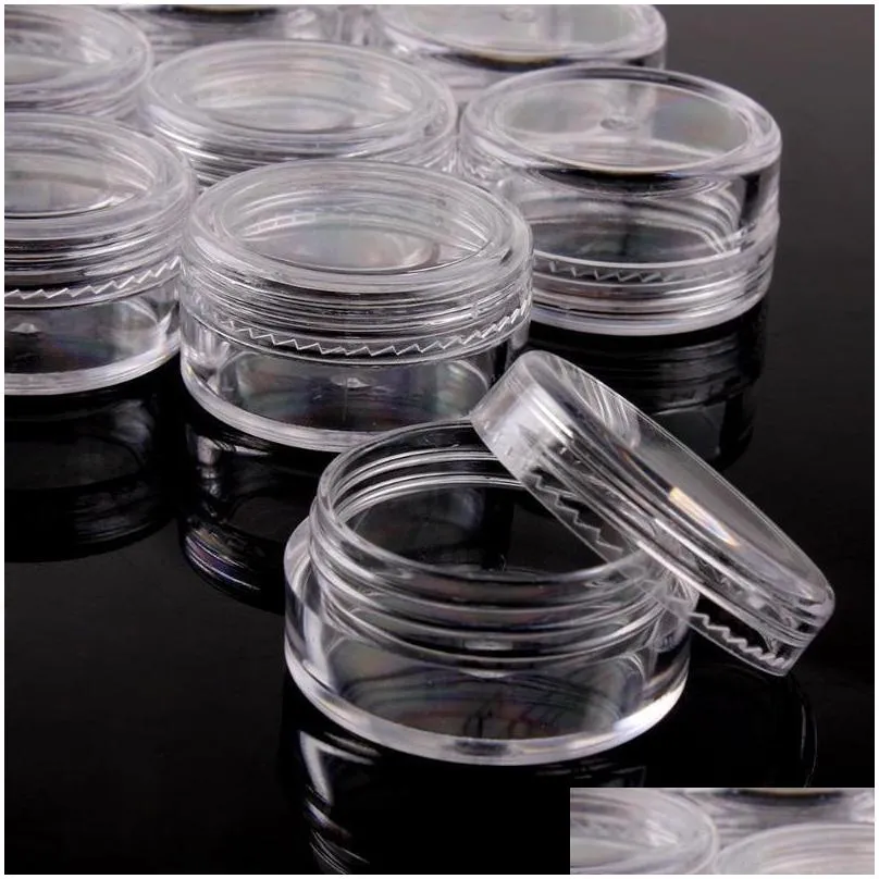 100pc 2/3/5g sample clear cream jar mini cosmetic bottles containers transparent pot for nail arts small clear can tin for