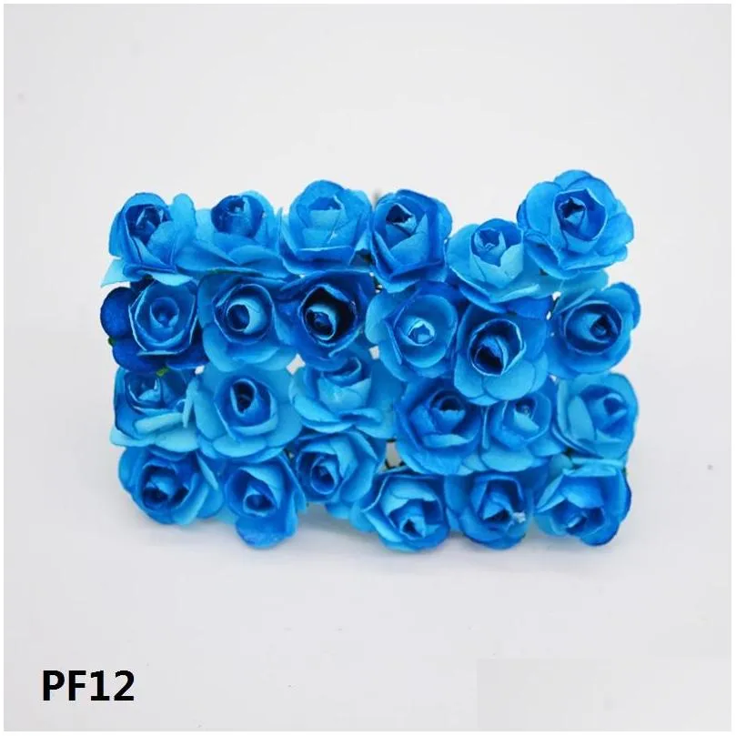 72pcs/lot 2cm diameter artificial paper flower head mini multicolor rose bouquet for scrapbooking wedding party decoration